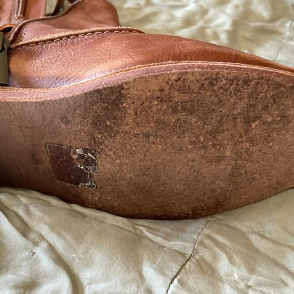 Chocolat Blu Leather Brown Boho Ankle Booties Broken Zipper - Picture 4 of 12